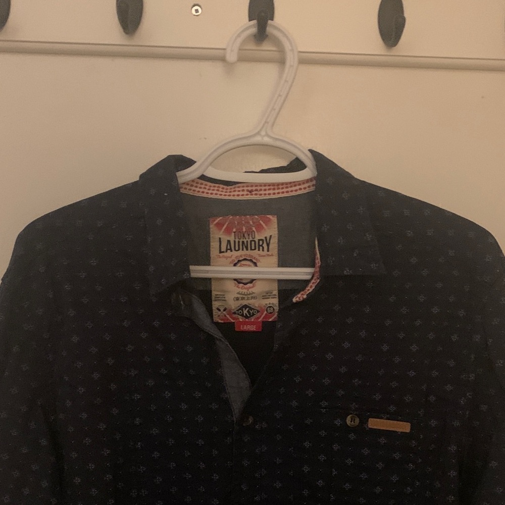 Dirty Laundry Dark Blue Casual Button Down Shirt